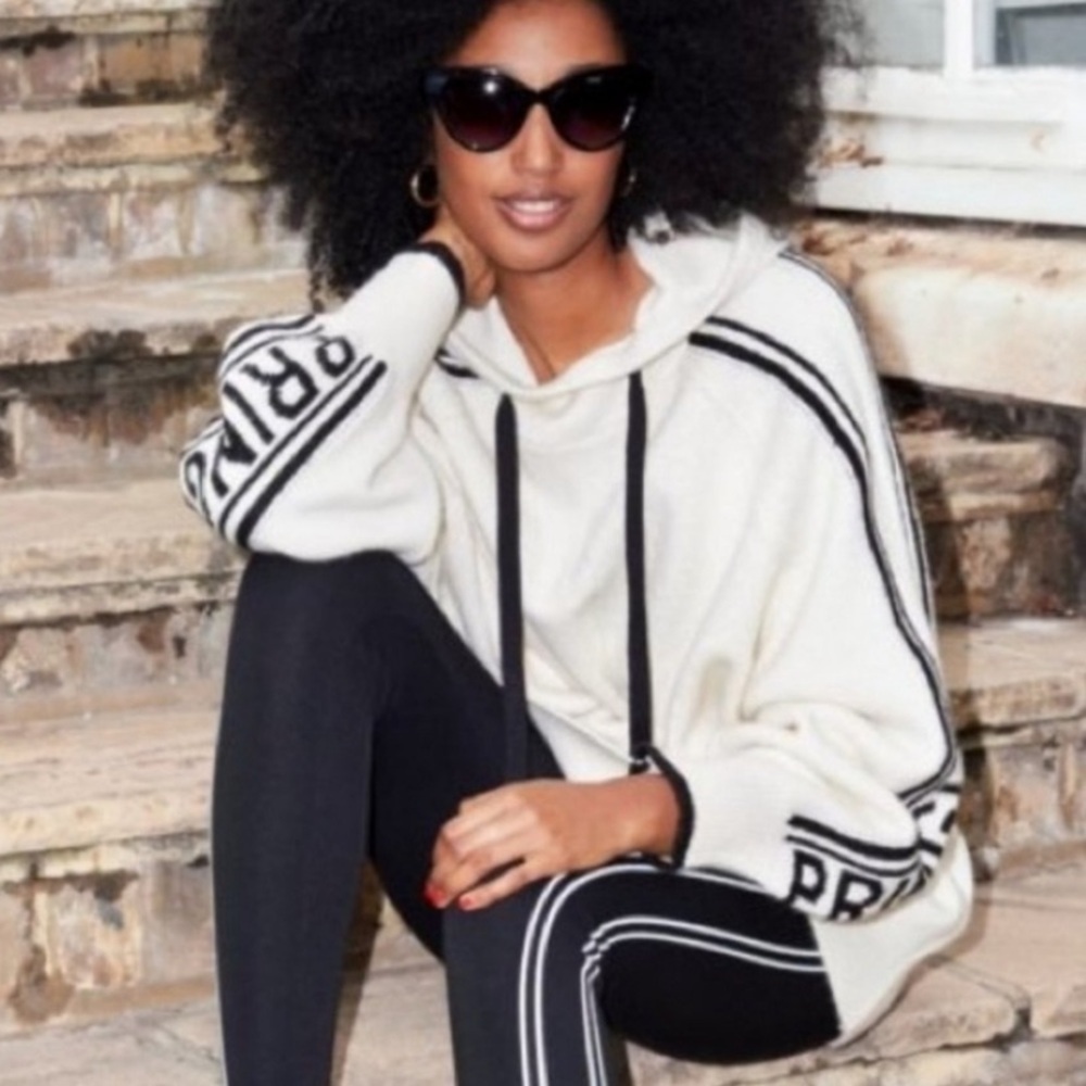 Pringle of Scotland x H&M Oversized Hoodie Sweater Wool Blend Cream & Black XL